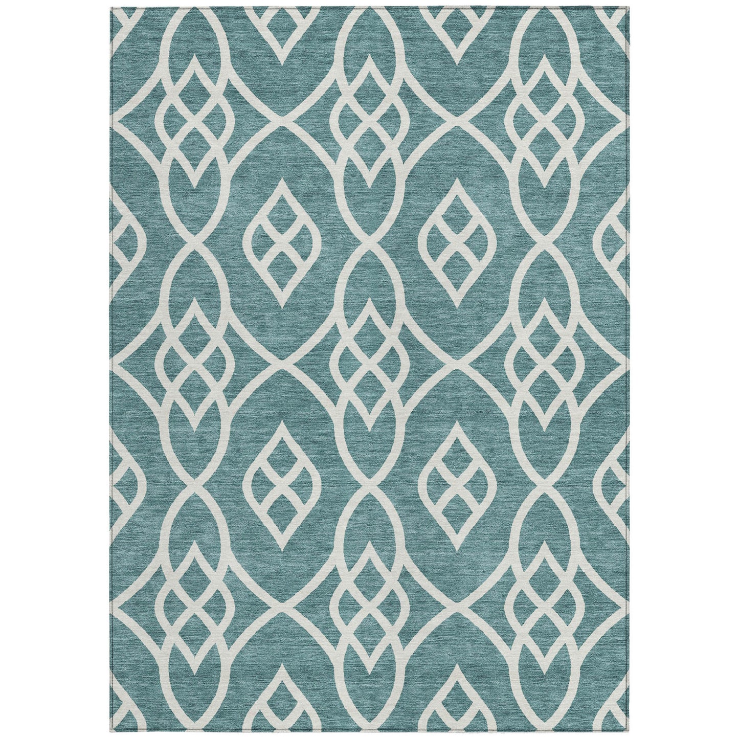 Tabselect Home Line 8' X 10' Teal Blue And Ivory Trellis Washable Indoor Outdoor Area Rug
