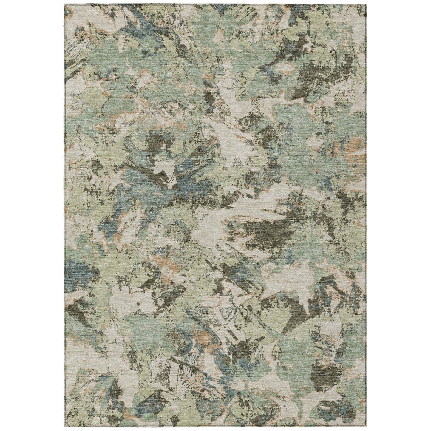 Tabselect Home Line 5' X 8' Beige Brown And Green Floral Washable Indoor Outdoor Area Rug