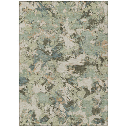 Tabselect Home Line 5' X 8' Beige Brown And Green Floral Washable Indoor Outdoor Area Rug