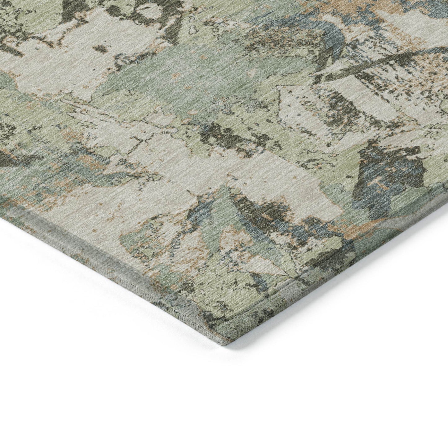 Tabselect Home Line 5' X 8' Beige Brown And Green Floral Washable Indoor Outdoor Area Rug