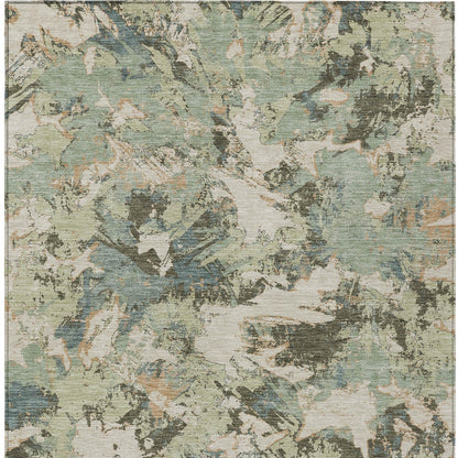 Tabselect Home Line 5' X 8' Beige Brown And Green Floral Washable Indoor Outdoor Area Rug