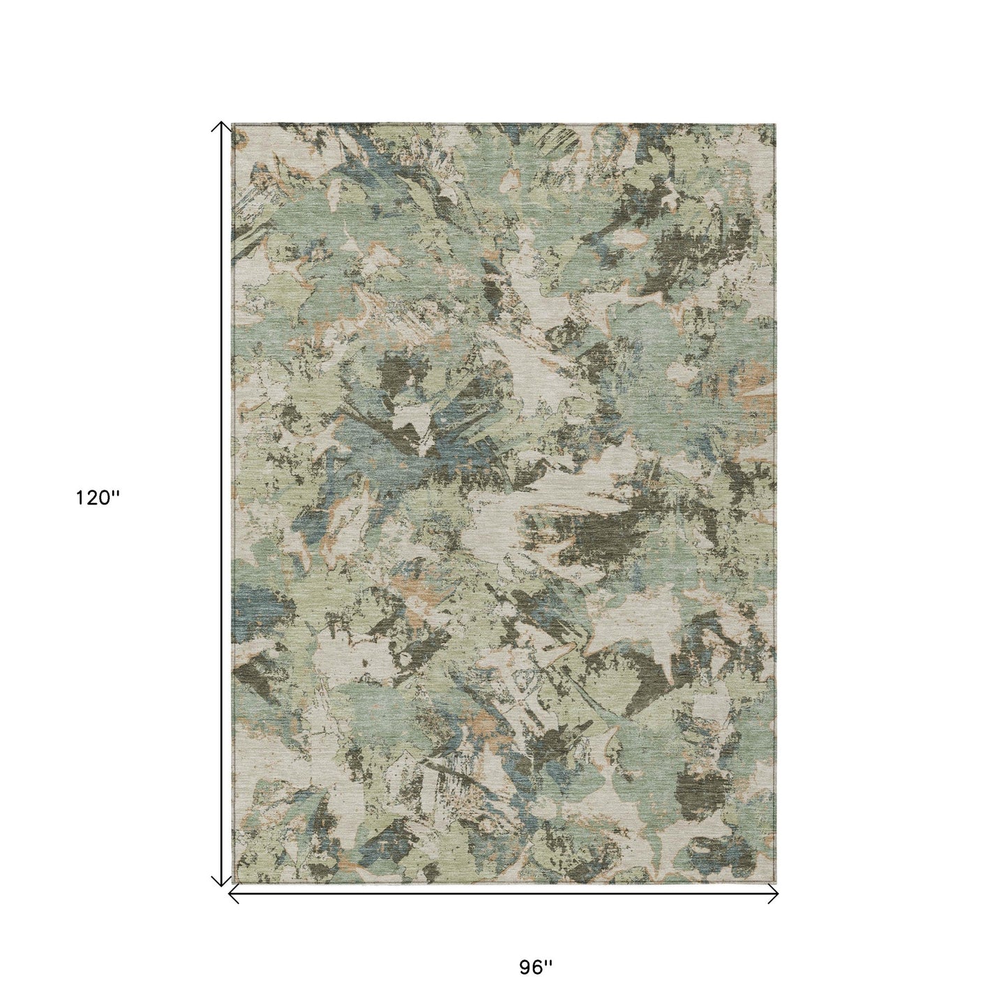Tabselect Home Line 8' X 10' Beige Brown And Green Floral Washable Indoor Outdoor Area Rug