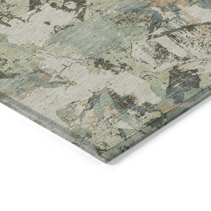 Tabselect Home Line 8' X 10' Beige Brown And Green Floral Washable Indoor Outdoor Area Rug