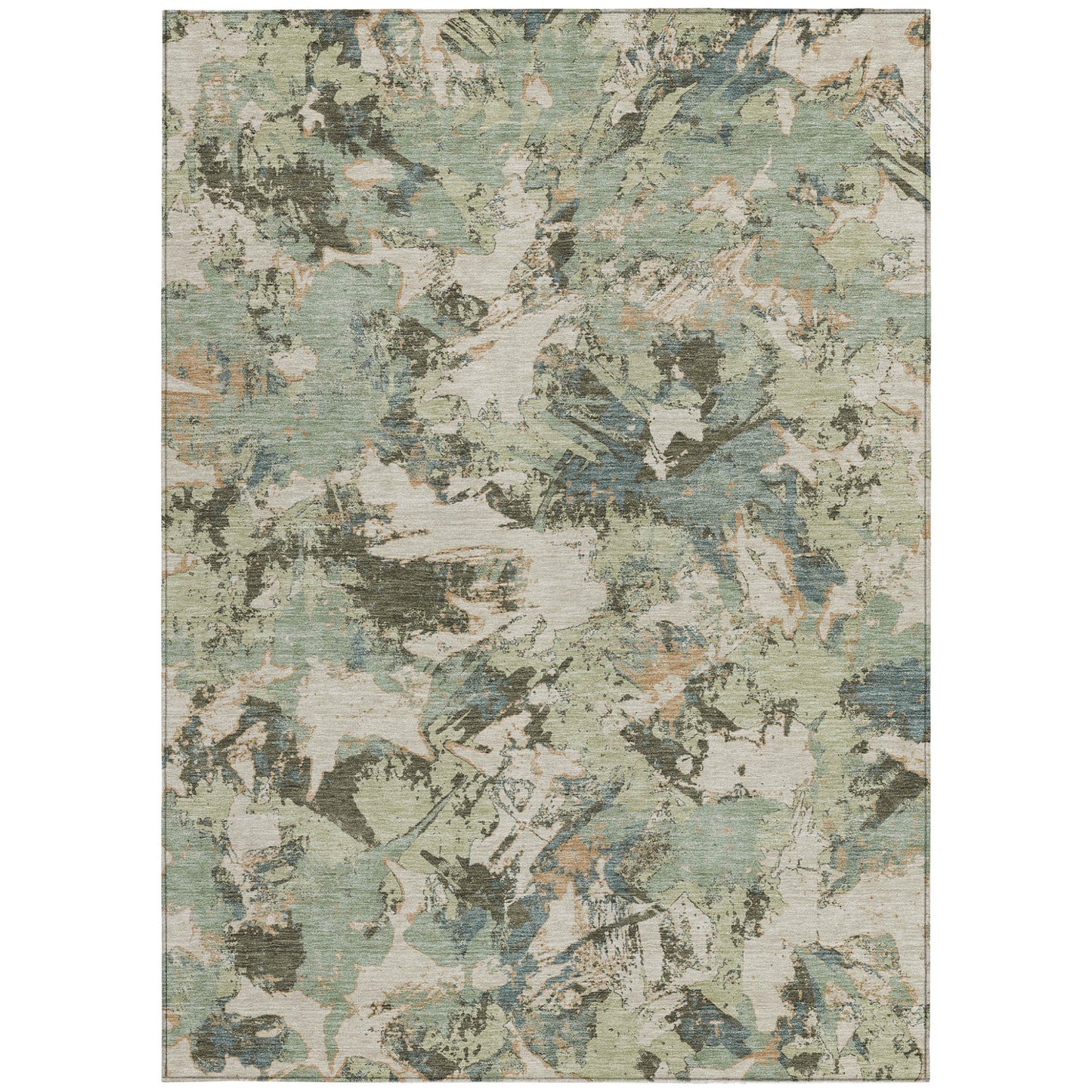 Tabselect Home Line 8' X 10' Beige Brown And Green Floral Washable Indoor Outdoor Area Rug
