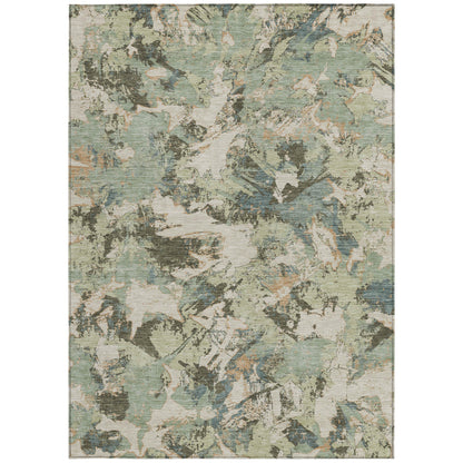 Tabselect Home Line 8' X 10' Beige Brown And Green Floral Washable Indoor Outdoor Area Rug