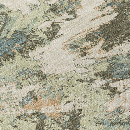 Tabselect Home Line 8' X 10' Beige Brown And Green Floral Washable Indoor Outdoor Area Rug