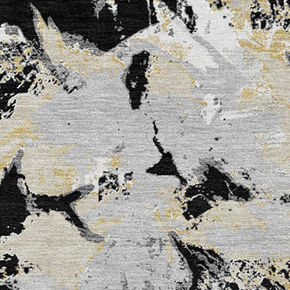 Tabselect Home Line 5' X 8' Black Gray And Light Brown Floral Washable Indoor Outdoor Area Rug