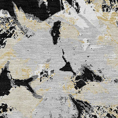 Tabselect Home Line 5' X 8' Black Gray And Light Brown Floral Washable Indoor Outdoor Area Rug