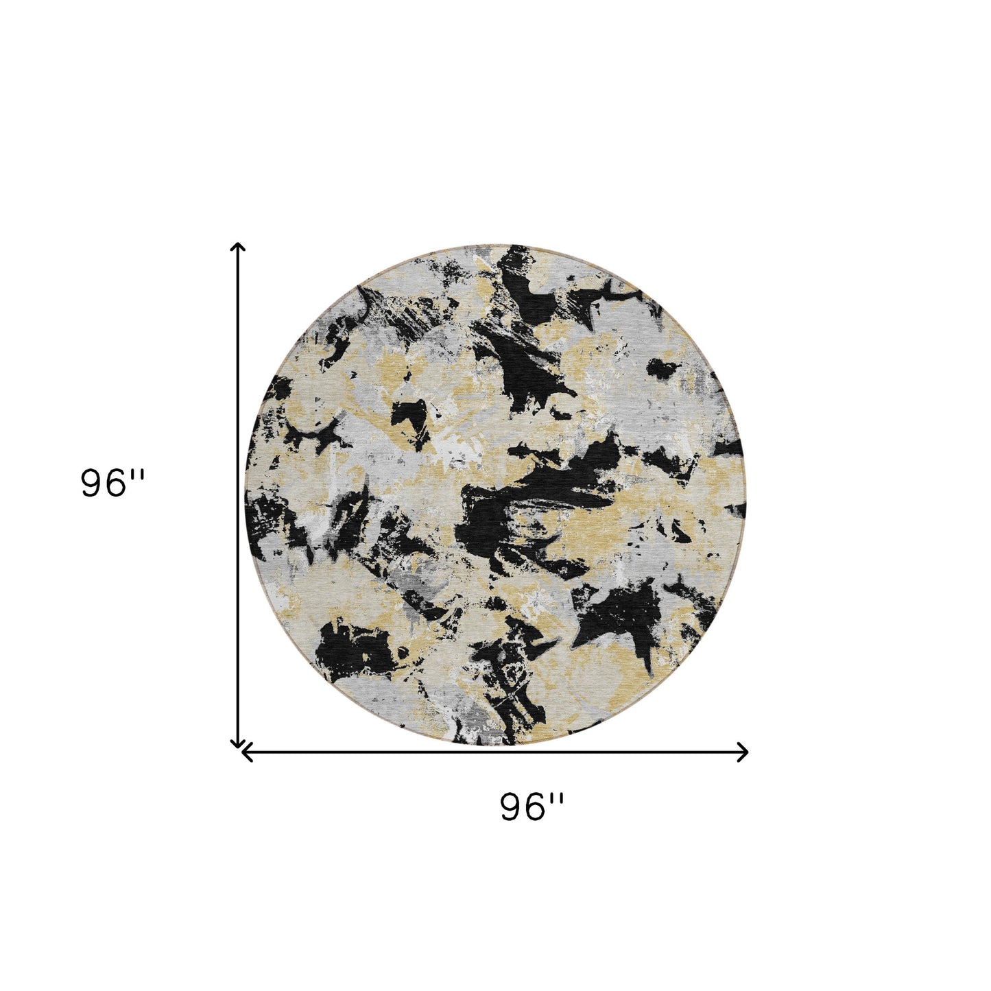 Tabselect Home Line 8' Black Gray And Light Brown Round Floral Washable Indoor Outdoor Area Rug
