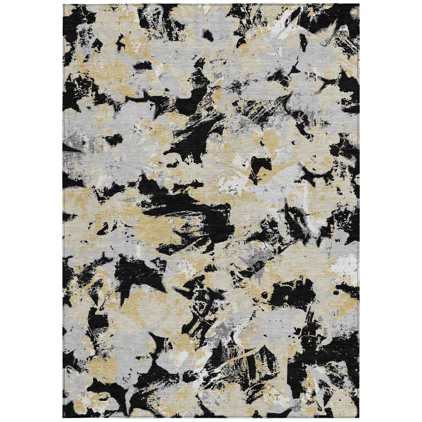 Tabselect Home Line 8' X 10' Black Gray And Light Brown Floral Washable Indoor Outdoor Area Rug