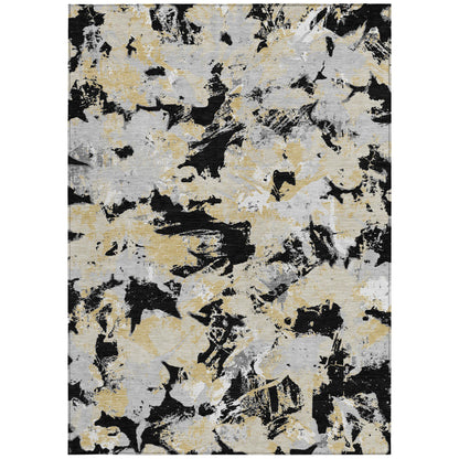 Tabselect Home Line 8' X 10' Black Gray And Light Brown Floral Washable Indoor Outdoor Area Rug