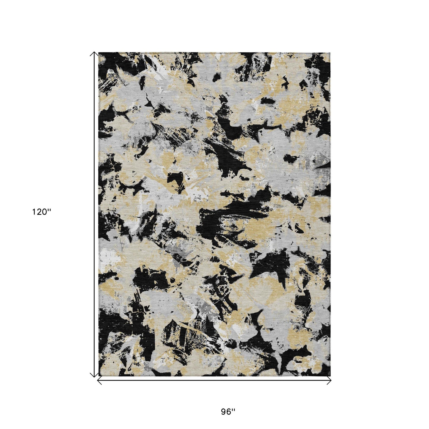 Tabselect Home Line 8' X 10' Black Gray And Light Brown Floral Washable Indoor Outdoor Area Rug