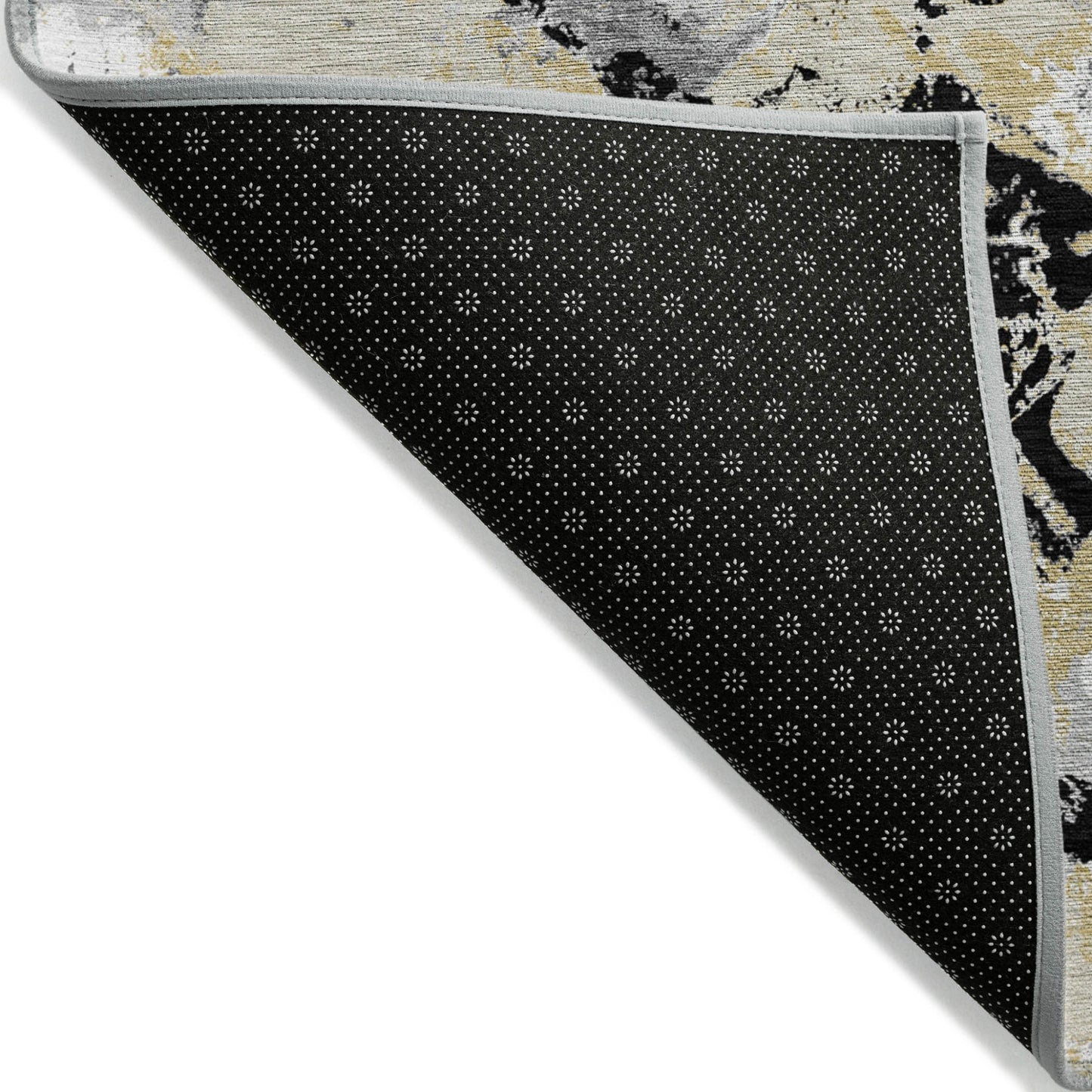 Tabselect Home Line 8' X 10' Black Gray And Light Brown Floral Washable Indoor Outdoor Area Rug