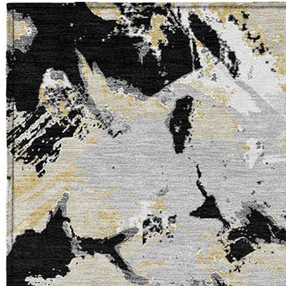 Tabselect Home Line 8' X 10' Black Gray And Light Brown Floral Washable Indoor Outdoor Area Rug