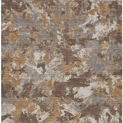 Tabselect Home Line 5' X 8' Brown Beige And Gray Floral Washable Indoor Outdoor Area Rug