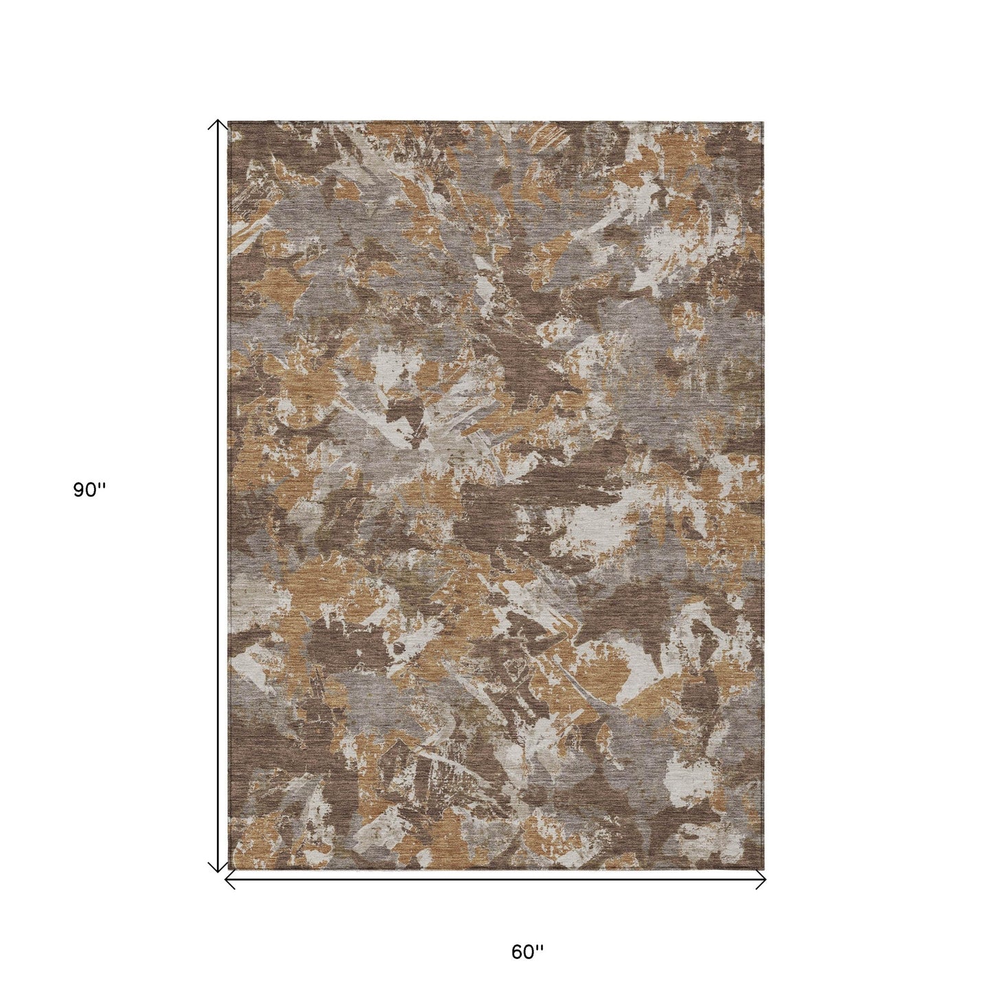 Tabselect Home Line 5' X 8' Brown Beige And Gray Floral Washable Indoor Outdoor Area Rug