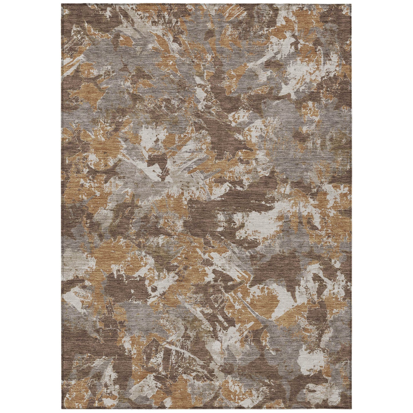 Tabselect Home Line 5' X 8' Brown Beige And Gray Floral Washable Indoor Outdoor Area Rug