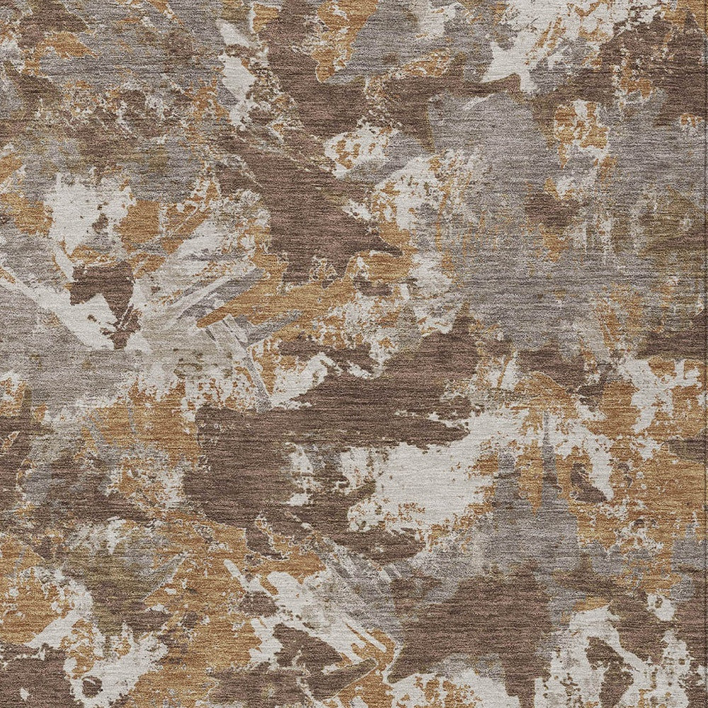 Tabselect Home Line 5' X 8' Brown Beige And Gray Floral Washable Indoor Outdoor Area Rug