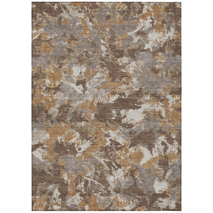 Tabselect Home Line 8' X 10' Brown Beige And Gray Floral Washable Indoor Outdoor Area Rug