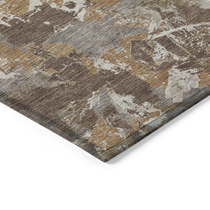 Tabselect Home Line 8' X 10' Brown Beige And Gray Floral Washable Indoor Outdoor Area Rug
