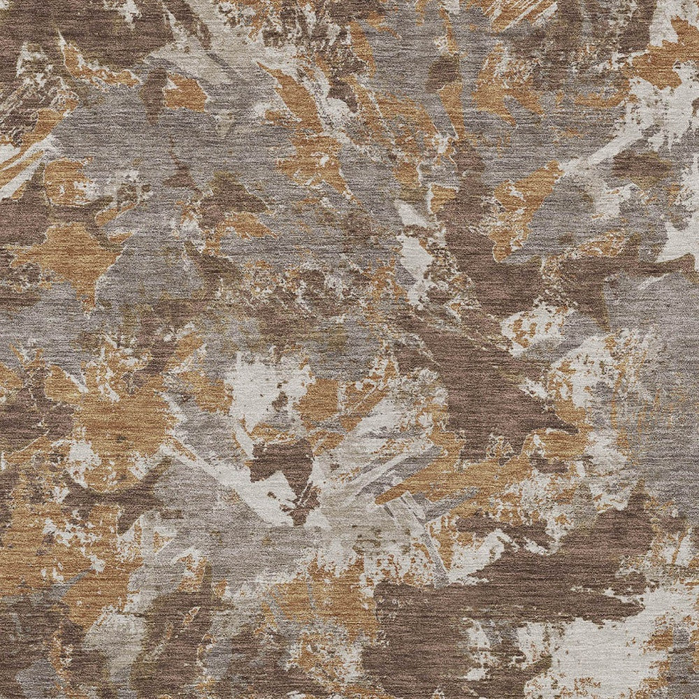 Tabselect Home Line 8' X 10' Brown Beige And Gray Floral Washable Indoor Outdoor Area Rug