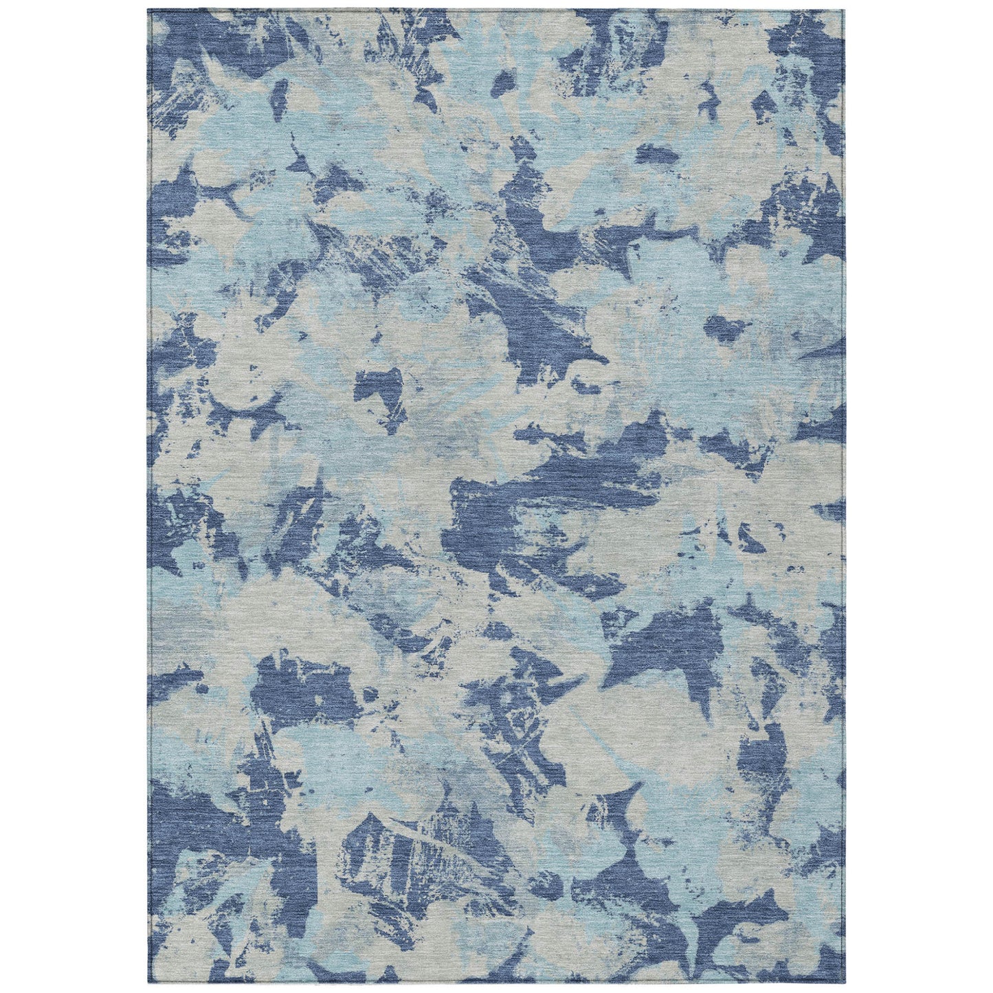 Tabselect Home Line 8' X 10' Navy Blue Gray And Aqua Floral Washable Indoor Outdoor Area Rug