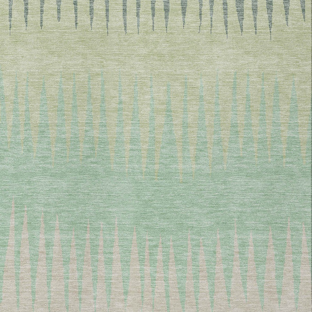 Tabselect Home Line 5' X 8' Artichoke Green Beige And Brown Striped Washable Indoor Outdoor Area Rug