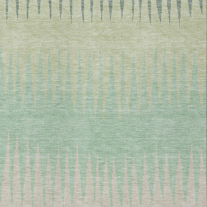 Tabselect Home Line 5' X 8' Artichoke Green Beige And Brown Striped Washable Indoor Outdoor Area Rug
