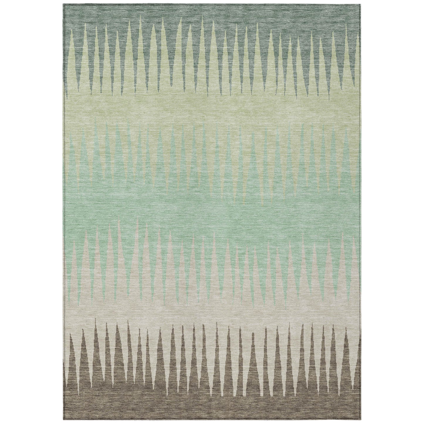 Tabselect Home Line 8' X 10' Artichoke Green Beige And Brown Striped Washable Indoor Outdoor Area Rug