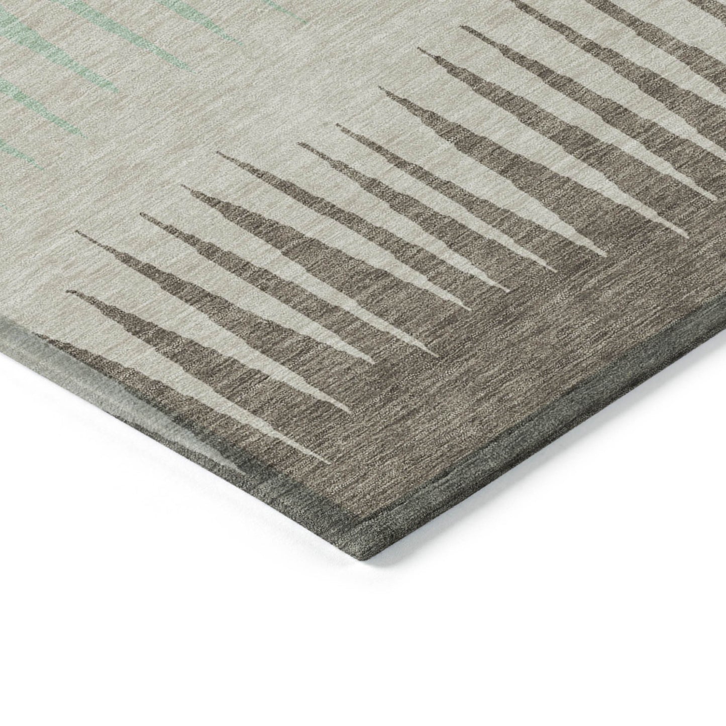 Tabselect Home Line 8' X 10' Artichoke Green Beige And Brown Striped Washable Indoor Outdoor Area Rug