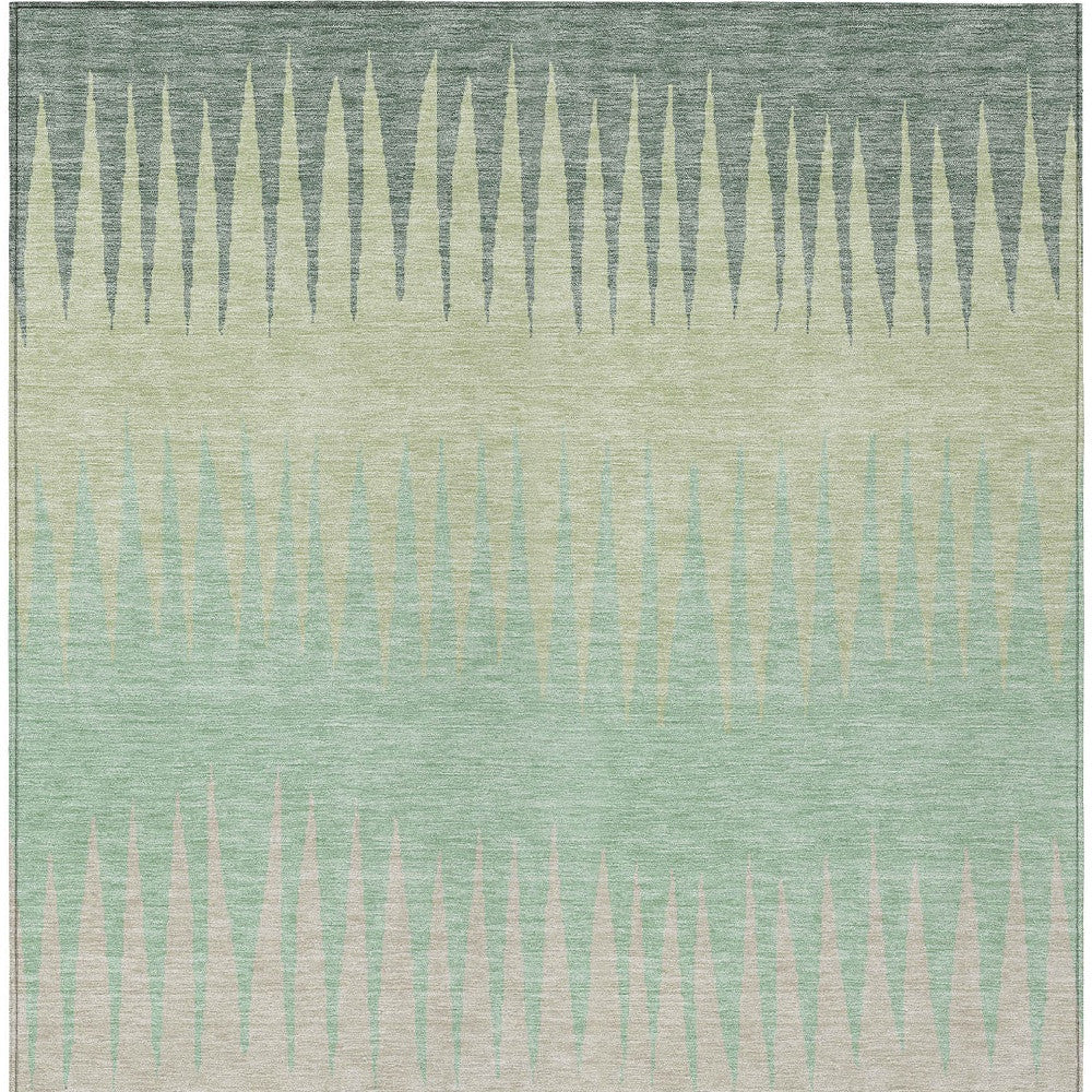 Tabselect Home Line 8' X 10' Artichoke Green Beige And Brown Striped Washable Indoor Outdoor Area Rug