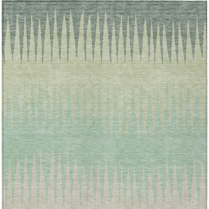 Tabselect Home Line 8' X 10' Artichoke Green Beige And Brown Striped Washable Indoor Outdoor Area Rug