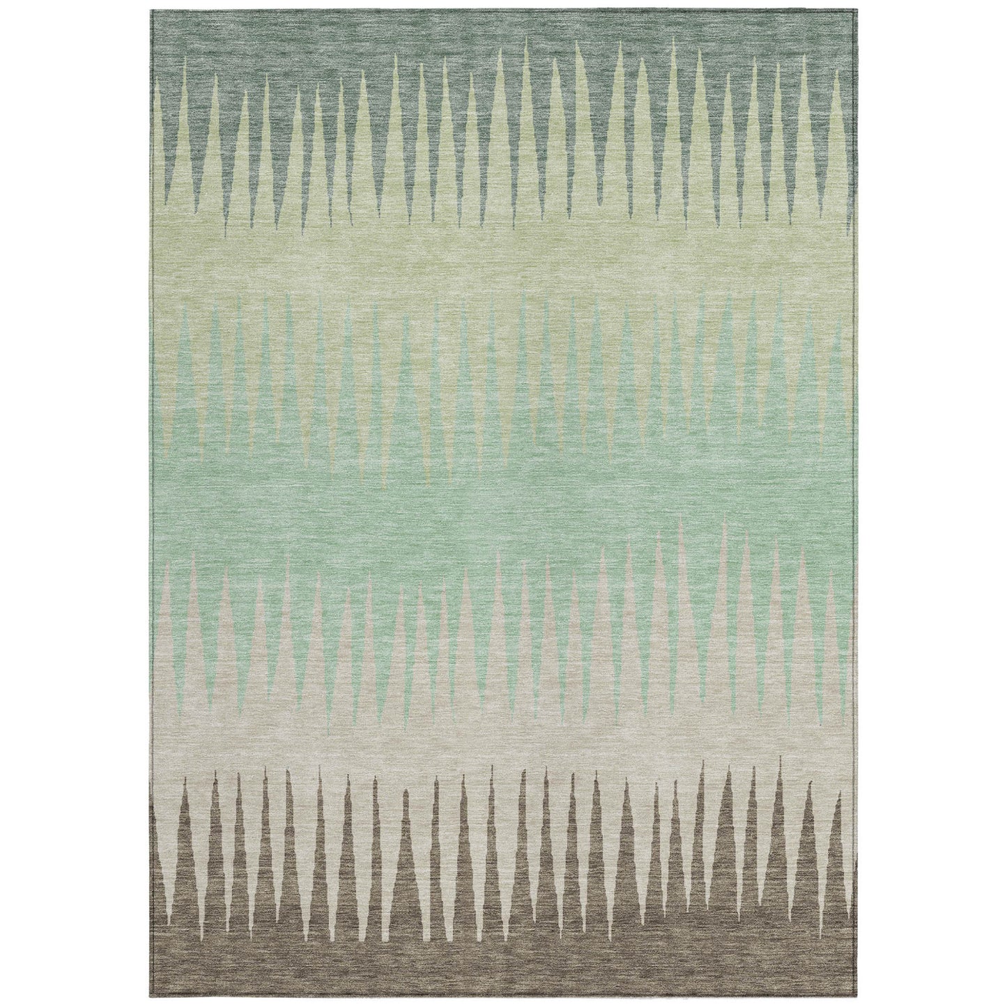 Tabselect Home Line 9' X 12' Artichoke Green Beige And Brown Striped Washable Indoor Outdoor Area Rug