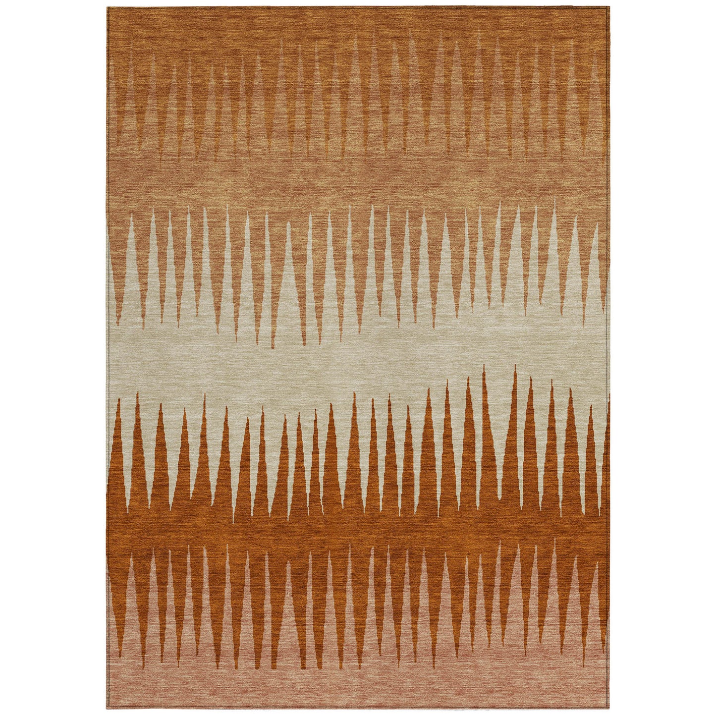 Tabselect Home Line 5' X 8' Copper Brown And Beige Striped Washable Indoor Outdoor Area Rug