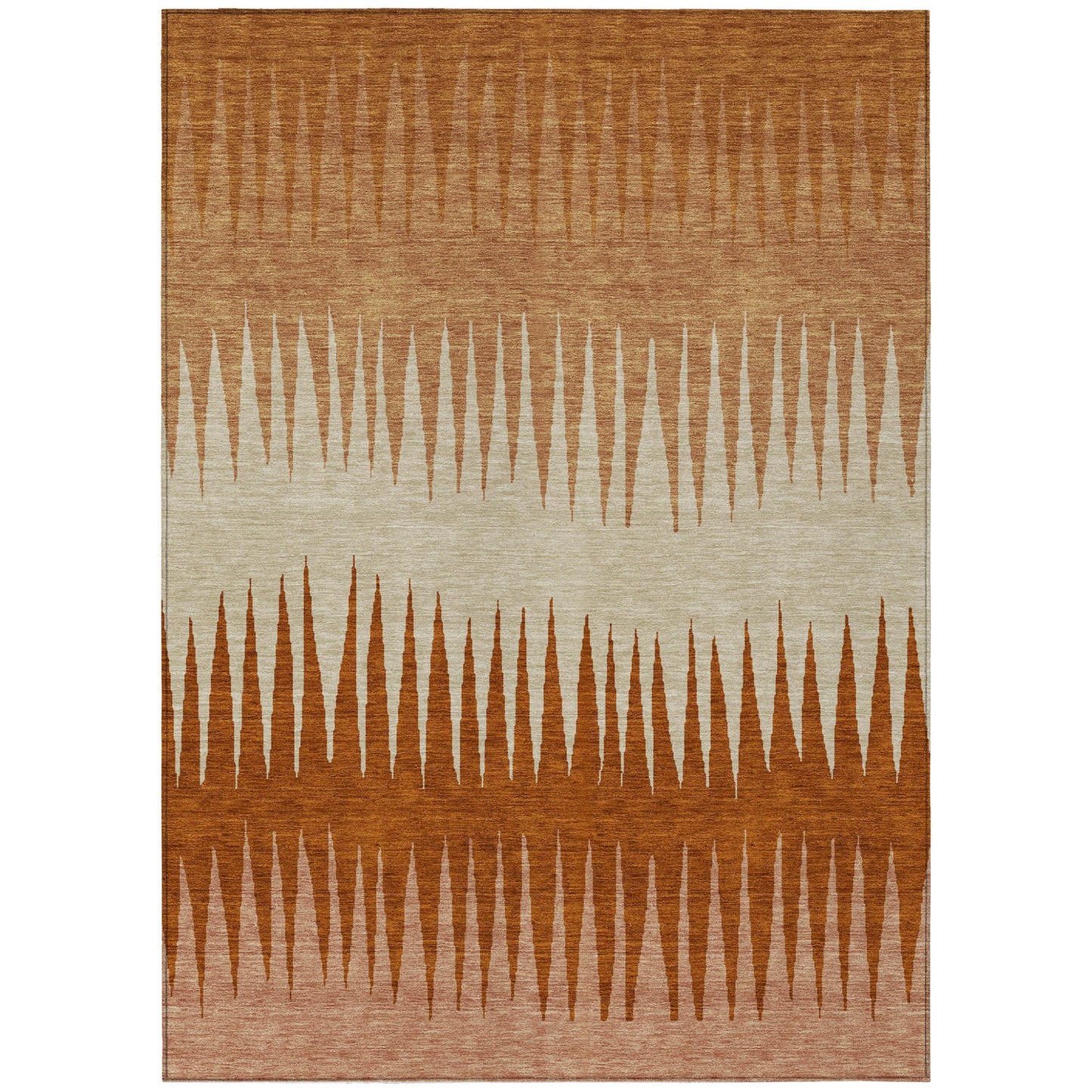 Tabselect Home Line 5' X 8' Copper Brown And Beige Striped Washable Indoor Outdoor Area Rug