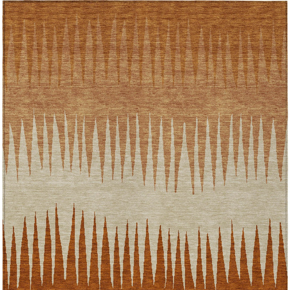 Tabselect Home Line 5' X 8' Copper Brown And Beige Striped Washable Indoor Outdoor Area Rug