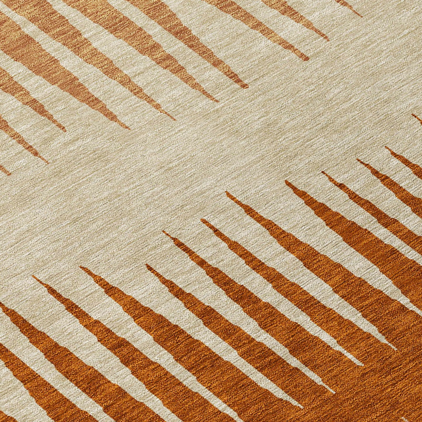 Tabselect Home Line 5' X 8' Copper Brown And Beige Striped Washable Indoor Outdoor Area Rug