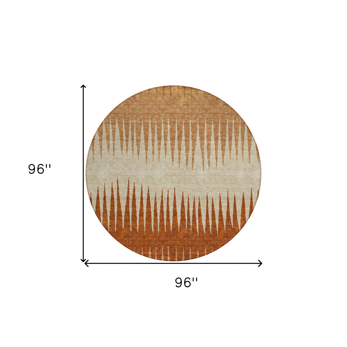 Tabselect Home Line 8' Copper Brown And Beige Round Striped Washable Indoor Outdoor Area Rug