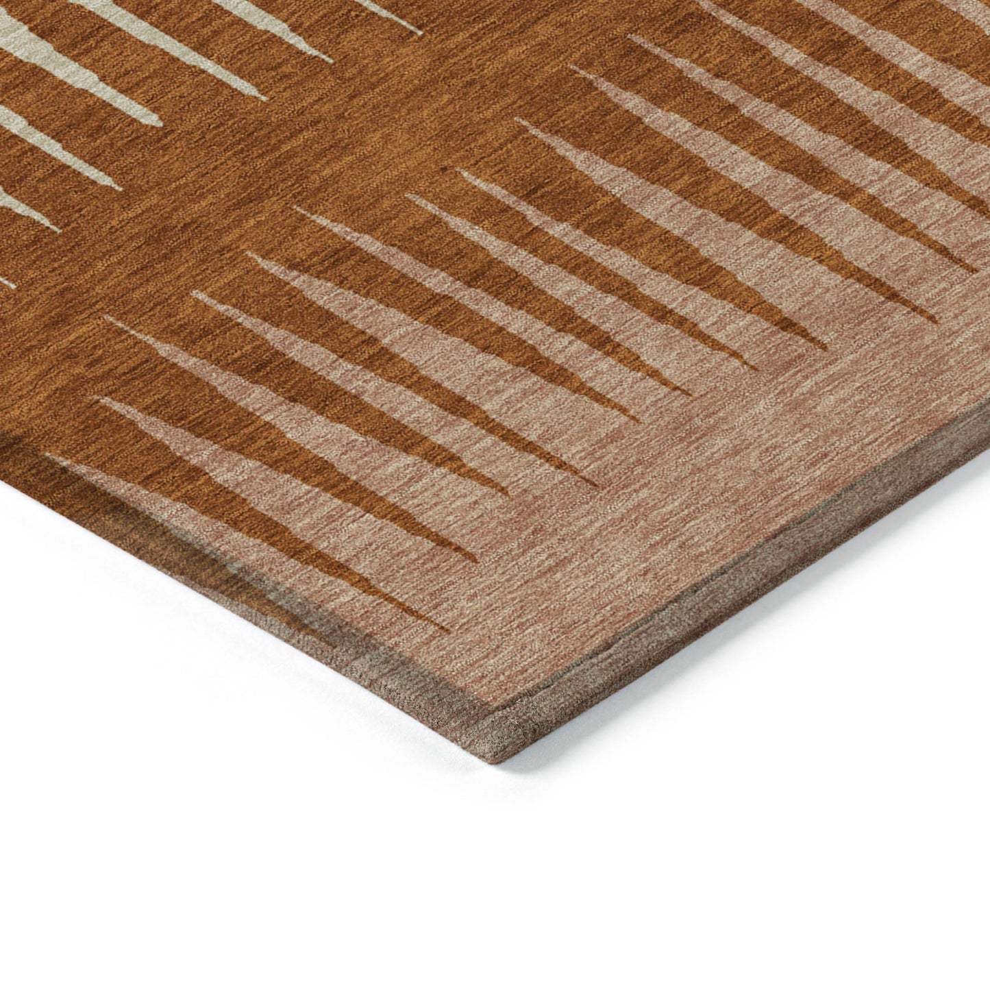 Tabselect Home Line 8' X 10' Copper Brown And Beige Striped Washable Indoor Outdoor Area Rug