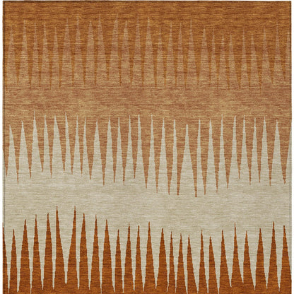 Tabselect Home Line 8' X 10' Copper Brown And Beige Striped Washable Indoor Outdoor Area Rug