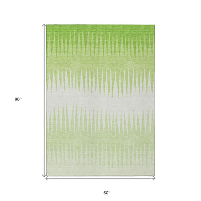 Tabselect Home Line 5' X 8' Lime Green And Ivory Striped Washable Indoor Outdoor Area Rug