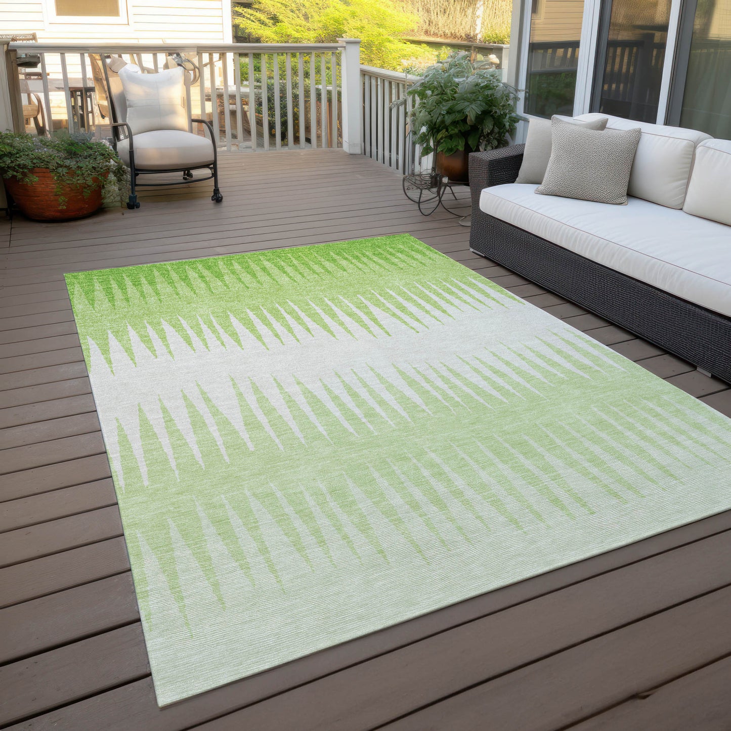 Tabselect Home Line 5' X 8' Lime Green And Ivory Striped Washable Indoor Outdoor Area Rug