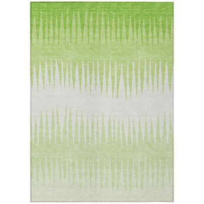 Tabselect Home Line 5' X 8' Lime Green And Ivory Striped Washable Indoor Outdoor Area Rug