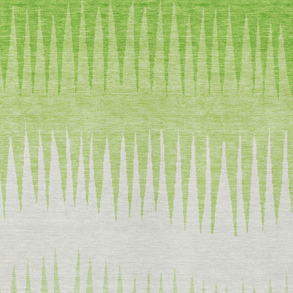 Tabselect Home Line 5' X 8' Lime Green And Ivory Striped Washable Indoor Outdoor Area Rug