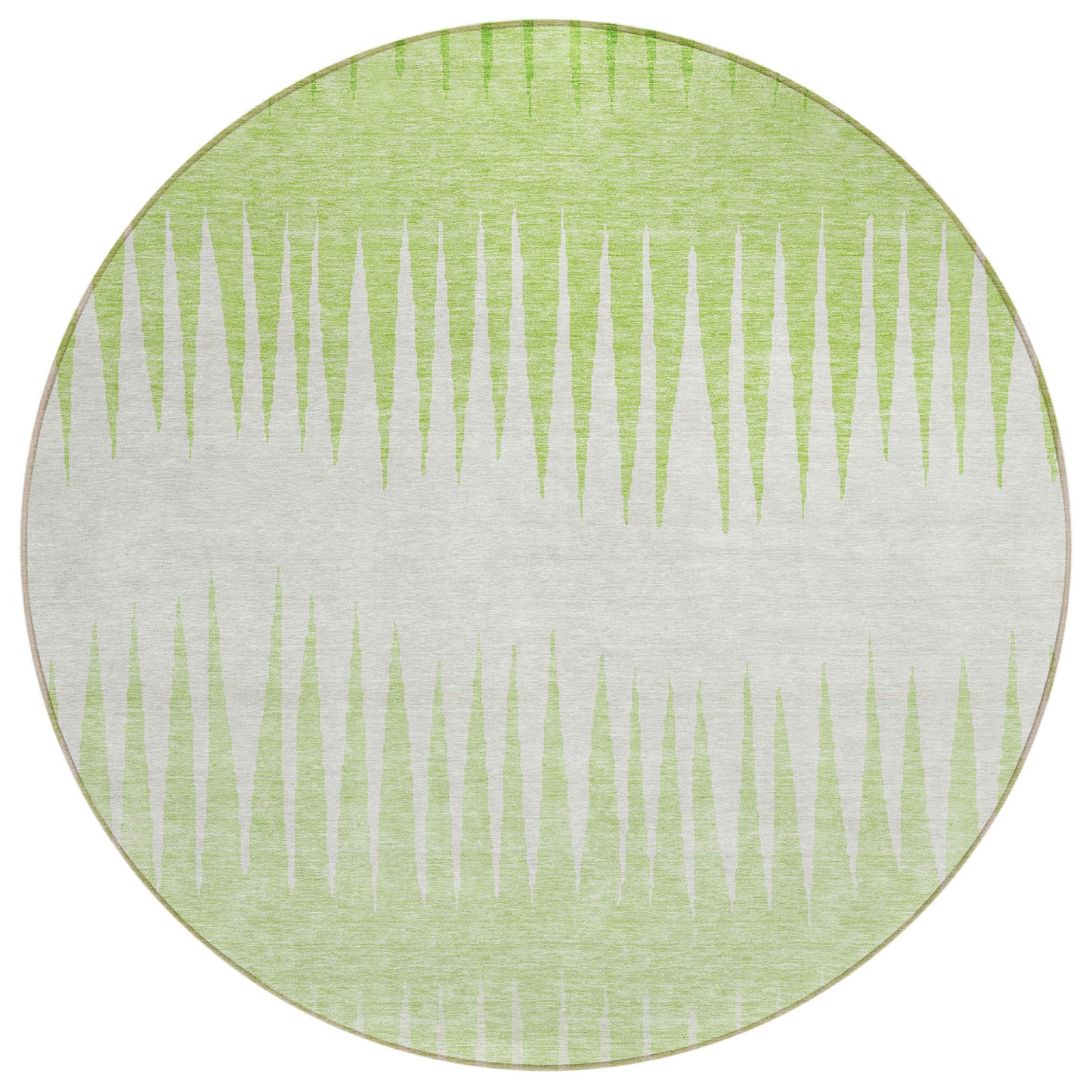 Tabselect Home Line 8' Lime Green And Ivory Round Striped Washable Indoor Outdoor Area Rug