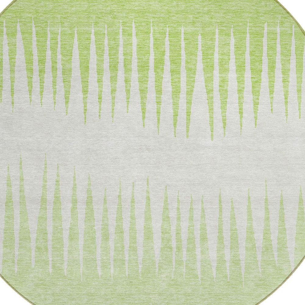 Tabselect Home Line 8' Lime Green And Ivory Round Striped Washable Indoor Outdoor Area Rug