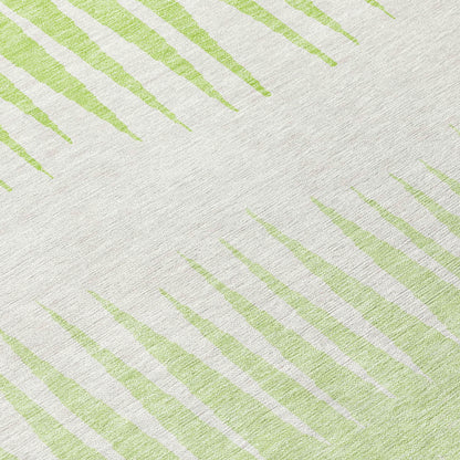 Tabselect Home Line 8' Lime Green And Ivory Round Striped Washable Indoor Outdoor Area Rug