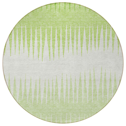 Tabselect Home Line 8' Lime Green And Ivory Round Striped Washable Indoor Outdoor Area Rug