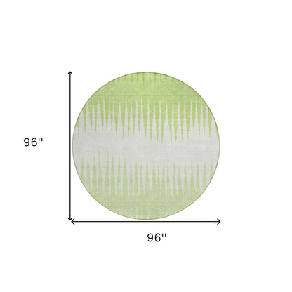 Tabselect Home Line 8' Lime Green And Ivory Round Striped Washable Indoor Outdoor Area Rug