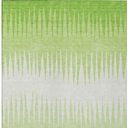 Tabselect Home Line 8' X 10' Lime Green And Ivory Striped Washable Indoor Outdoor Area Rug